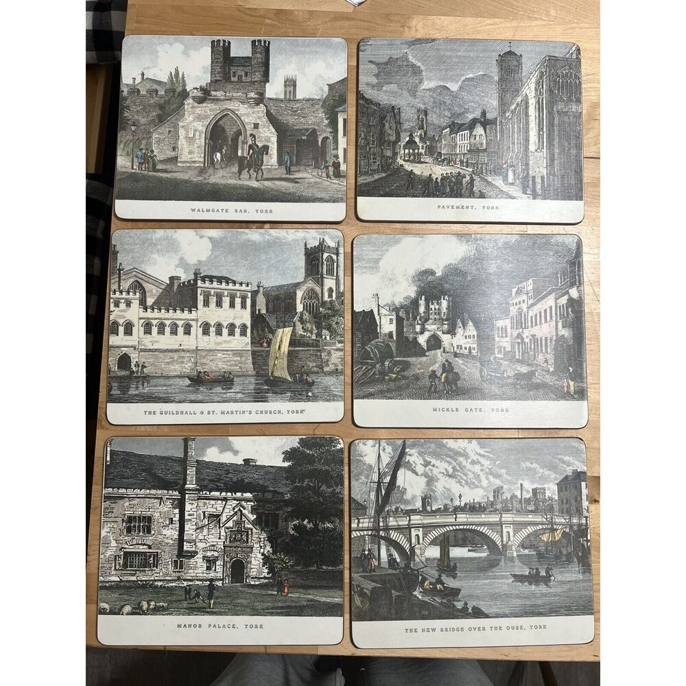 Lady Clare Placemats Hard Board Felt Back Prints York Views Set Of 6 No Box
